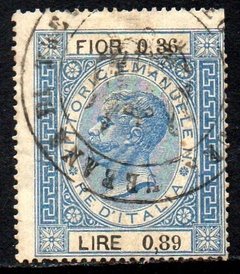 12016 Itália Selo Fiscal Vittorio Emanuele Fior. 0,36 e 0,89 Lire U (52)