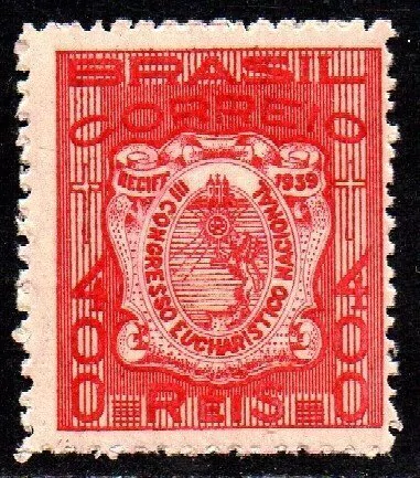Brasil C 0137 Congresso Eucarístico Variedade "R" de Correios Partido NNN