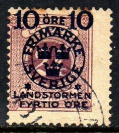 13910 Suécia 93 Numeral Sobretaxado Sobrecarga Preta U