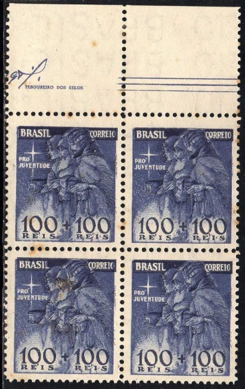 Brasil C 0146 Pro Juventude Reis Magos Variedade deslocamento de cor Quadra 1939 NNN / NN (a)