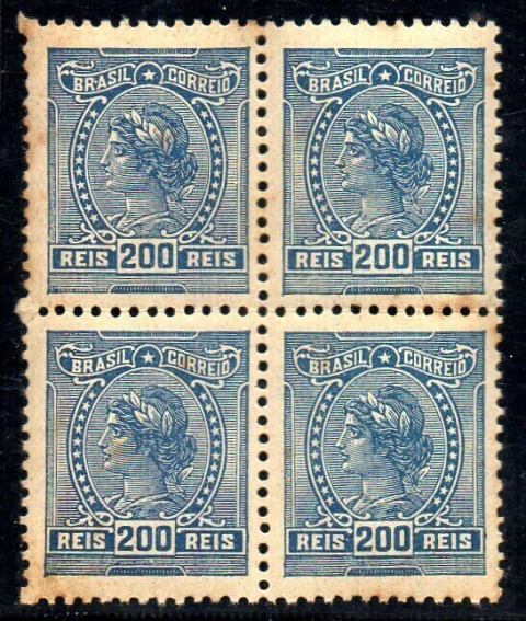 Brasil 166 + 166 ES (2 com e 2 sem filigrana) Alegorias Quadra NN (PF)