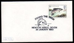 18080 Inglaterra 1067 Envelope Carimbo Comemorativo Peixes 1983