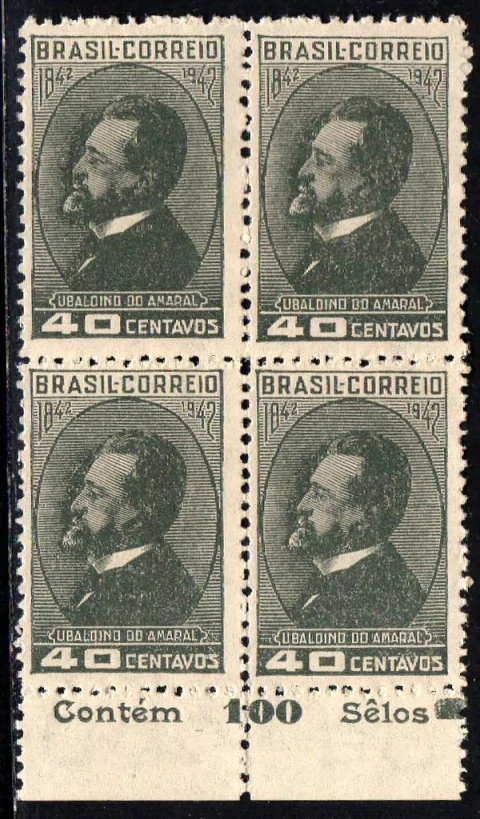 Brasil C 0183 A Ubaldino do Amaral Variedade Filigrana Q Menor Quadra 1943 NNN (d)