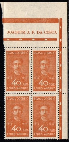 Brasil C 0188 Pedro Américo Pintor Quadra 1943 NNN (h)