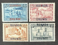 Ruanda Urundi 1930 - Série Caridade - Os 4 Últimos Selos da Série - Yvt 86/89 - US$70.00