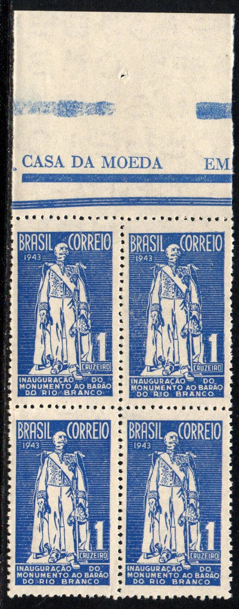 Brasil C 0191 Monumento ao Barão de Rio Branco Quadra 1944 NNN (d)