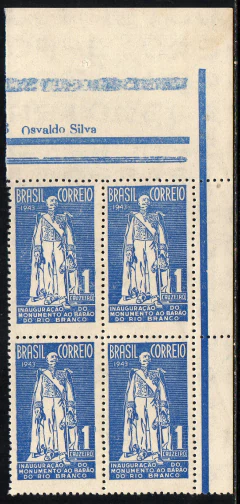 Brasil C 0191 Monumento ao Barão de Rio Branco Quadra 1944 NNN (g)