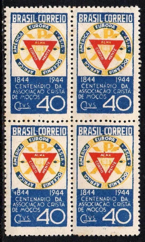 Brasil C 0192 C ACM Associação Crista de Moços Quadra com variedade Al de alma ligados 1944 NN (a)