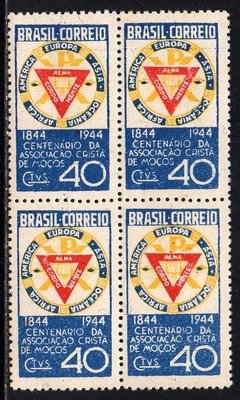 Brasil C 0192 C ACM Associação Crista de Moços Quadra com variedade Al de alma ligados 1944 NN