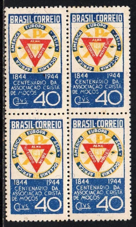 Brasil C 0192 C ACM Associação Crista de Moços Quadra com variedade Al de alma ligados 1944 NN