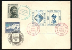 19320 Áustria Envelopevinheta especial e Bloco de Baden Powell Escotismo 1957