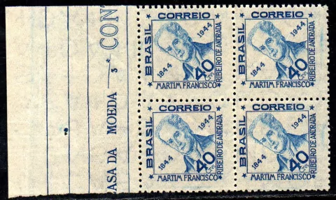 Brasil C 0194 F Martim Francisco Politico Quadra Papel Fino 1945 NNN (c)