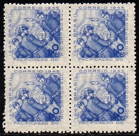 Brasil C 0195 F Pacificação Do Rio Grande Do Sul Papel Fino Quadra 1945 NNN (q)