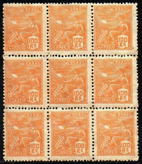 Brasil 197 Vovó Aviação Papel Fino Bloco de 9 selos NN