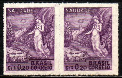 Brasil C 0198C + 198 Vitória Par com selo com a Variedade A Perna Curta 1945 NNN