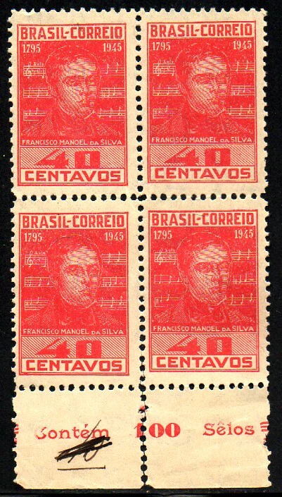 Brasil C 0204C Francisco Manuel Hino Nacional Quadra 1945 NNN (a)