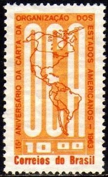 Brasil 490 Y Marmorizado Oea Estados Americanos Nnn