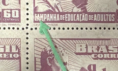 Brasil (1949) Variedade não catalogada "CAM" manchado no selodo do quadrante superior direito, (RHM#C0242) quadra nova - comprar online