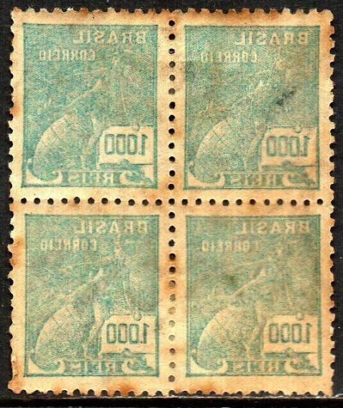 Brasil 289A Vovó Mercúrio Variedade Decalque no Verso Quadra NN