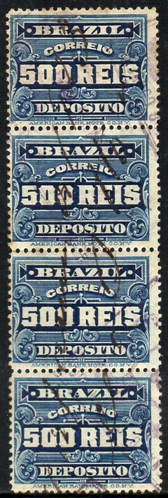 Brasil Depósito D 003 Numeral Tira de 4 selos U (a)