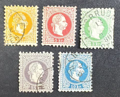 Austria 1867/80 - Império Austro Hungaro - Yvt: 32,33,34 (novo), 36 e 38 - 140 euros.