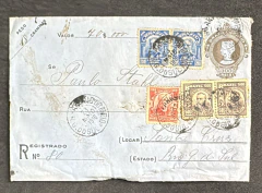 História Postal - Próceres - Franquia mista em envelope para valores (EU 02) 1800 réis, enviado de Arroio do Meio (RS) p
