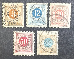 Suécia 1872/75 - Yvt: 16,20,21,24 e 26.