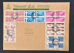 Envelope de propaganda enviada de Porto Alegre para a Alemanhã, porteado com 6 quadras diferentes de