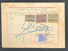 Vale Postal Nacional, mod. N 386, papel médio, circulado do Maranhão para a Bahia Valor: 5300$000