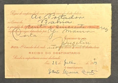 Vale Postal Nacional, mod. 3 v.p, papel grosso, circulado de Minas para a Bahia Valor: 150$000 - comprar online