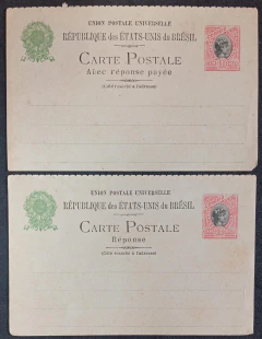 Bilhetes Postais - 100 réis dt. 5 1/2 e espaçamento 6mm (BP-60P + BP-6R) - Novos!