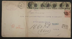 Envelope circulado do Rio para Philadelphia com transito em Nova York (Todos os Carimbos) Registrado