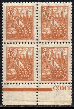 Brasil 353 Petróleo Netinha Filigrana P Vertical Papel Fino Quadra NNN (b)