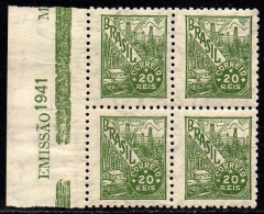 Brasil 354 Petróleo Netinha Filigrana P Vertical Papel Fino Quadra NNN (b)