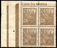 Brasil 355 Petróleo Netinha Filigrana P Vertical Papel Fino Quadra NNN (b)