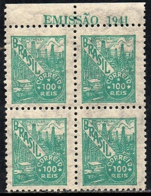 Brasil 356 Petróleo Netinha Filigrana P Vertical Papel Fino Quadra NNN (d)