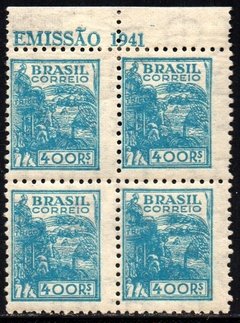 Brasil 359 Trigo Netinha Filigrana P Vertical Papel Fino Quadra NNN / NN