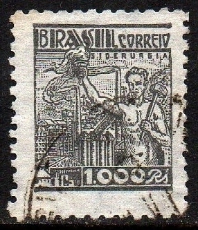 Brasil 363 Siderurgia Netinha Filigrana P Vertical Papel Fino U (d)