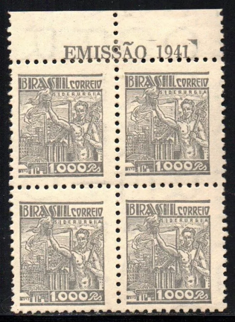 Brasil 363 A Siderurgia Netinha Filigrana P Vertical Papel Espesso Quadra NNN