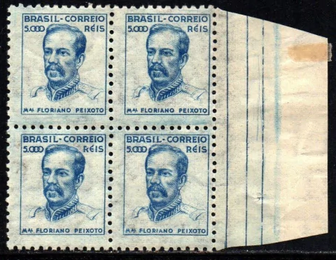 Brasil 366 Floriano Netinha Filigrana P Vertical Papel Fino Quadra NNN / NN