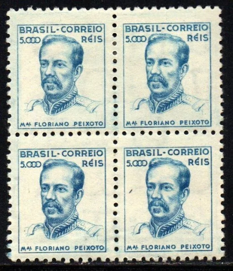 Brasil 366 A Floriano Netinha Filigrana P Vertical Papel Espesso Quadra NNN / NN