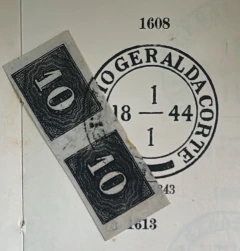 Numerais - Numeral vertical 10 réis - dois pares com carimbos: "SANTOS E CGC" com e sem desgaste da chapa - 450 Ufs. - comprar online