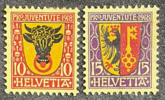 Suíça 1918 - Série completa nova - Pró Juventude - 25€ - yvt: 168/169.