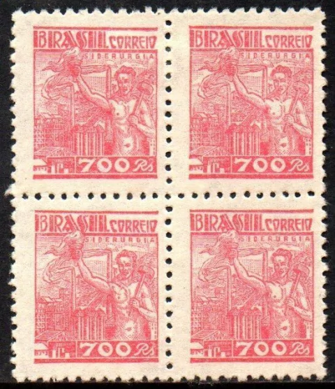 Brasil 378 Siderurgia Netinha Filigrana Q Papel Médio Liso Quadra NNN / NN