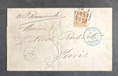 História Postal - Sobrecarta circulada do Maranhão para Paris, França em 4.mai.83 porteado com franq