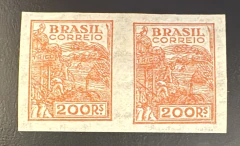 Brasil Netinha Par 200 réis sem denteação filigrana `P` RHM 415 S/D 150 UFs