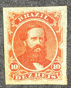 Brasil Império - D. Pedro 10 réis - Prova com goma azul - RHM 23 PCC - 1800 Ufs.