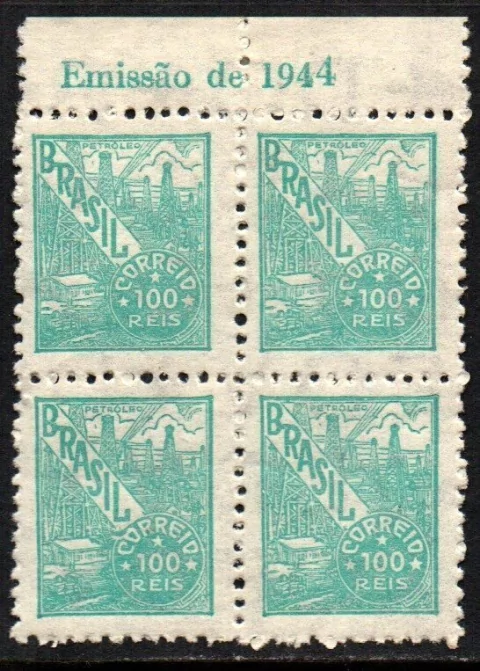 Brasil 388 C Petróleo Netinha Filigrana O Horizontal Papel Médio Liso Quadra NNN / NN