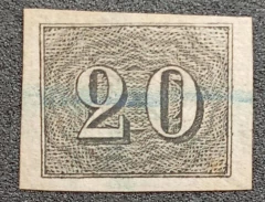 Numeral vertical 20 réis usado com lapis azul - 270 Ufs