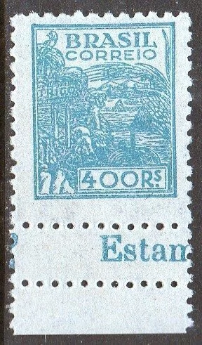 Brasil 390 Trigo Netinha Filigrana O Vertical Papel Médio Tramado NNN (a)